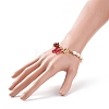 Glass Butterfly Charm Bracelet with Clear Cubic Zirconia BJEW-JB08640-01-3