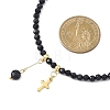 Faceted Round Synthetic Blue Goldstone Beaded Necklaces NJEW-JN05661-2