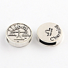 Antique Silver Plated Tibetan Style Flat Round Alloy Slide Charms TIBEB-Q063-05AS-NR-1
