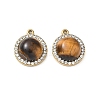 304 Stainless Steel & Natural Tiger Eye Pendants SA-CBA11D7-04G-1