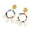 304 Stainless Steel & Natural Cowrie Shell Dangle Stud Earrings for Women EJEW-JE07231-4