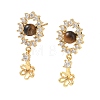 Brass Pave Cubic Zirconia Stud Earring Findings KK-C172-13G-1
