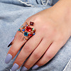 Cube & Flat Round Alloy Rhinestone Finger Rings FS-WG5656B-05-1