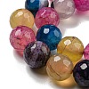 Faceted Natural Dragon Veins Agate Beads Strands G-F447-12mm-P06-4