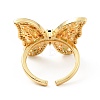 Colorful Cubic Zirconia Butterfly Open Cuff Ring KK-D080-13G-2