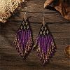 Bohemian Style Geometric Glass Seed Bead Handmade Tassel Dangle Earrings for Women RE9074-5-1