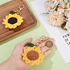 2Pcs 2 Styles Handmade Fibre Woven Sunflower Keychains KEYC-PH01614-3
