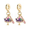 Brass Micro Pave Clear Cubic Zirconia and Enamel European Dangle Charms KK-T079-72G-1