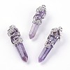 Natural Amethyst Big Pointed Pendants G-A172-16C-1