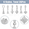 36Pcs 6 Style Rack Plating Brass Ice Pick Pinch Bails KK-FH0006-21-4