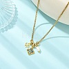 Brass Natural Paua Shell & Pearl Pendant 304 Stainless Steel Curb Chain Necklaces for Women NJEW-JN06258-03-1