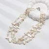 Boho Glass & Dyed Natural Shell Beaded Chips 3 Layer Necklaces for Women NJEW-H047-01B-1