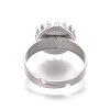 Non-Tarnish Adjustable 304 Stainless Steel Finger Rings Components LS-STAS-E474-50-3