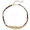 Alloy Graduated Beaded Pendant Polyester Collar Necklaces for Women NJEW-SP0001-17C-1