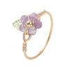 Copper Wired Gemstone Finger Rings RJEW-JR00976-4