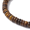 Natural Tiger Eye Disc Beaded Stretch Bracelets BJEW-JB09515-01-2
