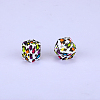 Colorful Pattern Printed Silicone Focal Beads SI-JX0022A-11-1