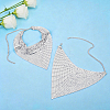 2Pcs Sparkle Aluminum Triangle Mesh Statement Bib Necklaces for Women NJEW-HY0002-20-4