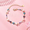 Handmade Brass Enamel Heart Link Chain Bracelets for Women BJEW-JB14048-2