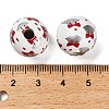 Christmas Printed Schima Wood European Beads WOOD-G024-02D-3