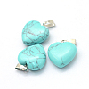 Heart Dyed Synthetic Turquoise Pendants G-Q371-09-2
