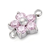 304 Stainless Steel Micro Pave Cubic Zirconia Flower Connector Charms STAS-U042-01P-01-2