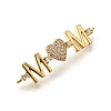 Mother's Day Brass Micro Pave Cubic Zirconia Mom Heart Connector Charms X-KK-Z155-03G-01-2