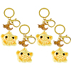 4Pcs Handmade Yarn Star with Alloy Enamel Pendant Keychains KEYC-HS00019-1
