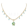 Ocean Synthetic Turquoise Sea Turtle Pendant Brass Mixed Chain Necklaces with Blue Glass for Women NJEW-JN06068-5