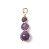 Natural Amethyst Round Beaded Pendants PALLOY-JF04700-02-1