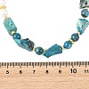 Round Natural Apatite & Nuggets Chrysocolla & Potato Pearl Beaded Necklaces NJEW-JN06592-4