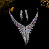 Rhinestone Butterfly Tassel Pendant Necklace & Horse Eye Tassel Stud Earrings Sets for Women WGCD1FC-07-1