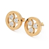 Ring with Clover 304 Stainless Steel Polymer Clay Rhinestones Stud Earrings EJEW-G453-04G-4