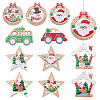 22Pcs 11 Style Christmas Theme Natural Wood Big Pendants WOOD-CA0001-51-1