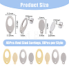 40Pcs 4 Style 304 Stainless Steel Oval Stud Earring Findings STAS-DC0014-81-2