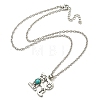 Letter A~Z Antique Silver Plated Alloy with Synthetic Turquoise Pendant Necklaces NJEW-G080-01R-3