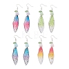 4 Pairs Brass Wing Dangle Earrings EJEW-TA00695-2