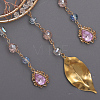 Brass Wire Wrapped Natural Sodalite Chips Tree of Life Pendant Decorations HJEW-D302-07B-3