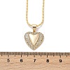 Brass Micro Pave Clear Cubic Zirconia Heart Pendant Necklaces NJEW-Q040-02G-3