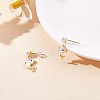 Natural Pearl with White Shell Dolphin Dangle Stud Earring JE1004A-2