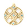 Rack Plating Brass Micro Pave Clear & Cyan Cubic Zirconia Pendants X-KK-D073-14G-1