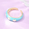 Brass Enamel Cuff Open Rings RJEW-P190-01G-02-3