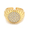 Clear Cubic Zirconia Round Wide Open Cuff Ring RJEW-L121-006G-2