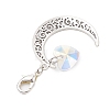 Alloy Moon & Glass Pendant Decorations HJEW-JM02689-01-4