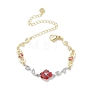 Brass Micro Pave Clear Cubic Zirconia Link Chain Bracelets for Women BJEW-C156-05PG-4