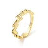 Lightning Bolt Brass Micro Pave Clear Cubic Zirconia Open Cuff Rings RJEW-G309-33G-1