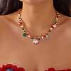 Alloy Rhinestone with Enamel & Plastic Christmas Pendant Bib Necklaces FS-WG99102-02-1