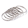7Pcs Women's Simple Fashion Textured 304 Stainless Steel Stackable Bangles BJEW-O182-03P-2