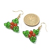 Natural Carnelian Holly Leaf Dangle Earrings EJEW-TA00245-3