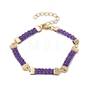 Braided Waxed Polyester Rectangle Link Chain Bracelets BJEW-JB10000-03-1